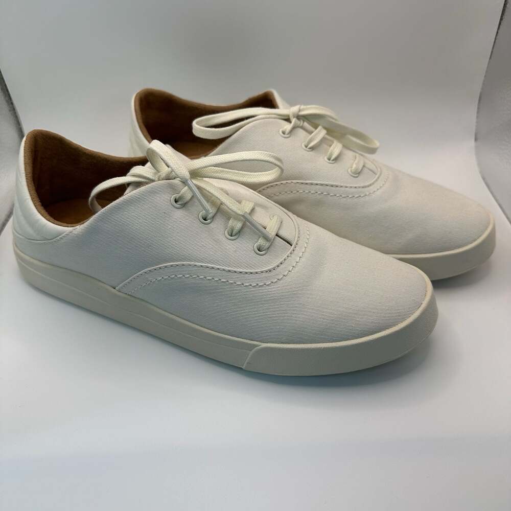 OluKai Kohu Women's Canvas Lace-Up Sneaker in Off-White